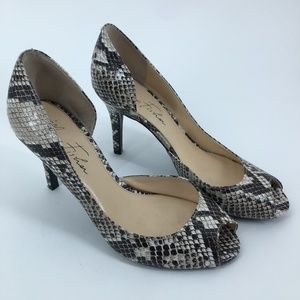 MARC FISHER Snakeskin D'orsay Peep Toe Pumps Sz 7